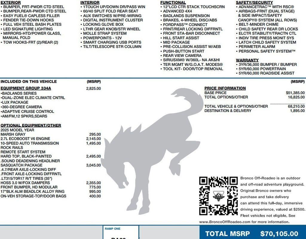 2025 Ford Bronco Badlands 4 Door Advanced 4x4