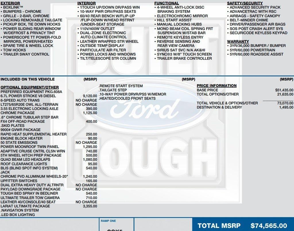 2018 Ford Super Duty F-250 SRW LARIAT 4WD Crew Cab 6.75' Box