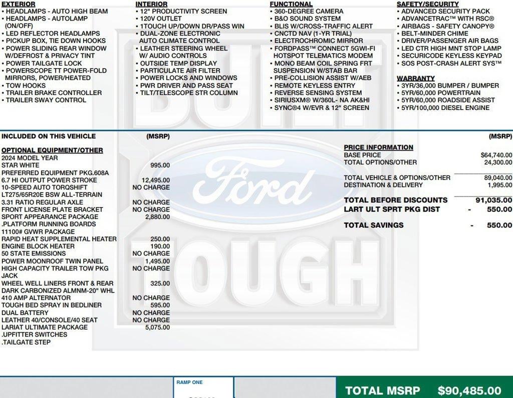 2024 Ford Super Duty F-250 SRW LARIAT 4WD Crew Cab 6.75' Box