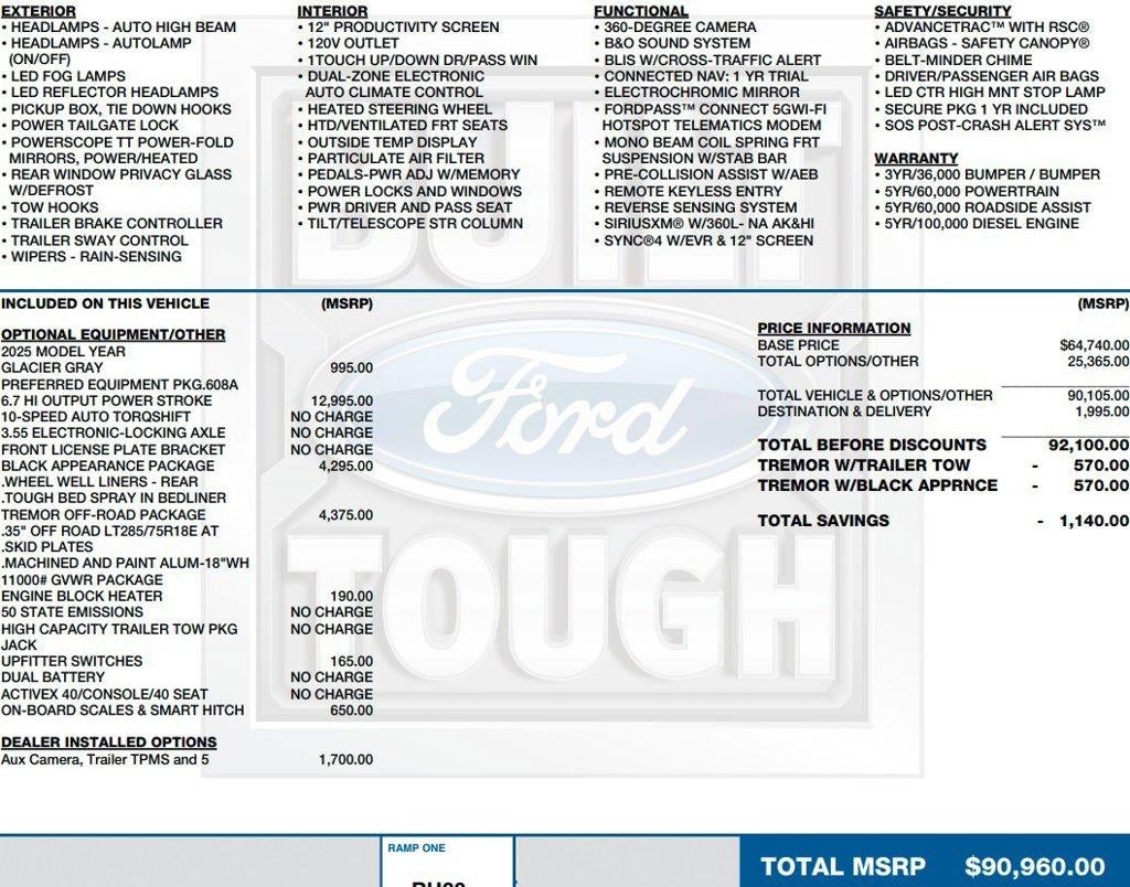 2025 Ford Super Duty F-250 SRW LARIAT 4WD Crew Cab 6.75' Box