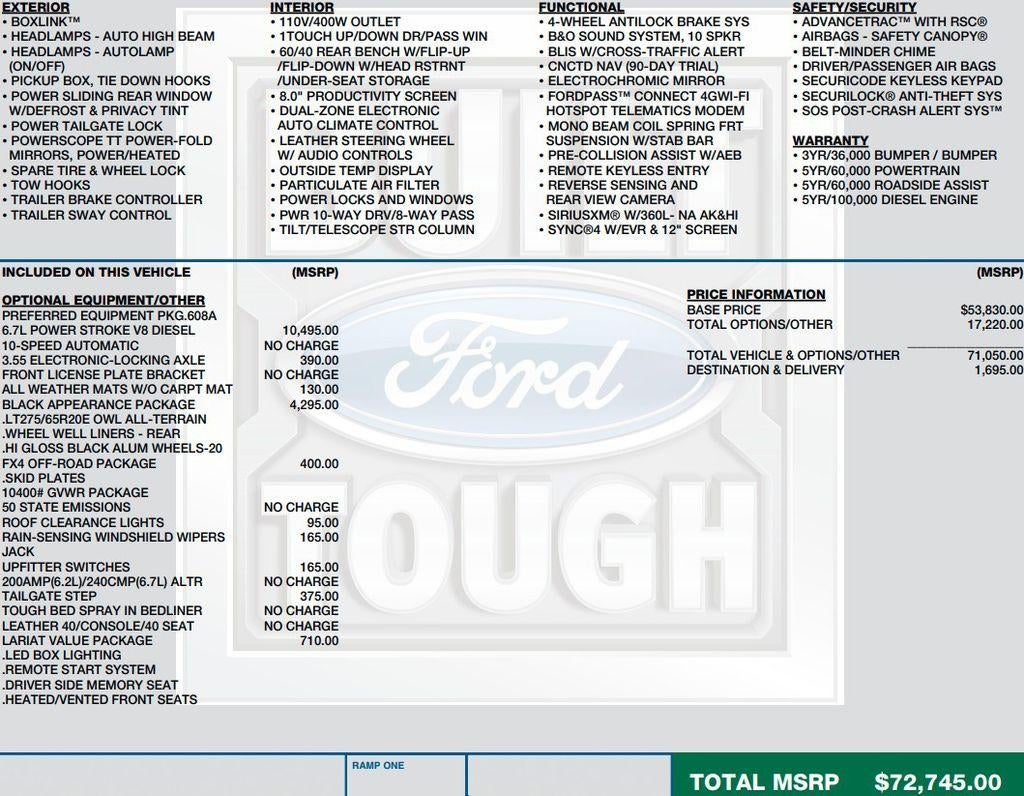 2022 Ford Super Duty F-250 SRW LARIAT 4WD Crew Cab 6.75' Box
