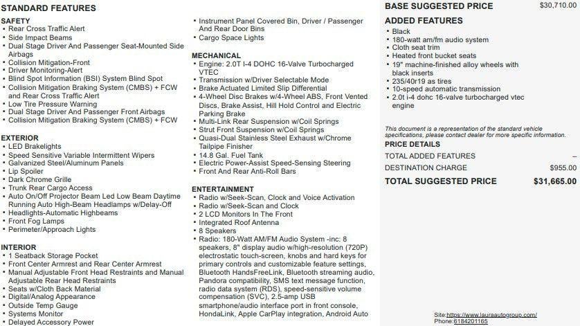 2019 Honda Accord Sedan Sport 2.0T Automatic