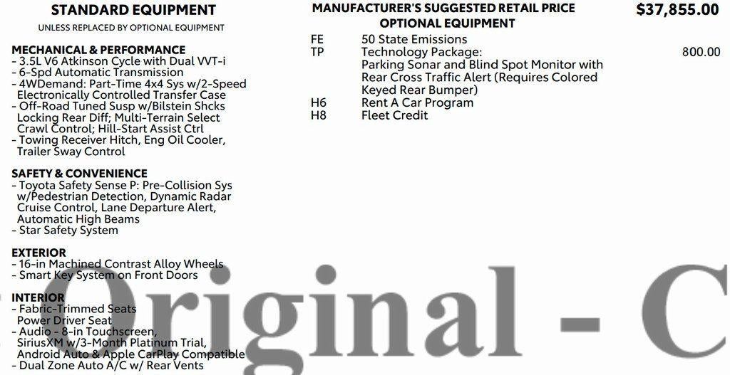 2022 Toyota Tacoma 4WD 4WD SR Double Cab 5' Bed V6 AT (GS)