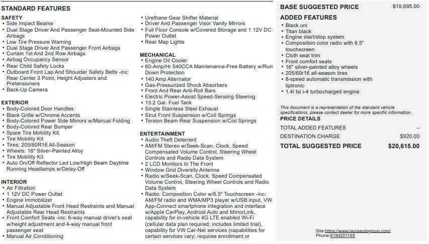 2020 Volkswagen Jetta S Auto w/SULEV