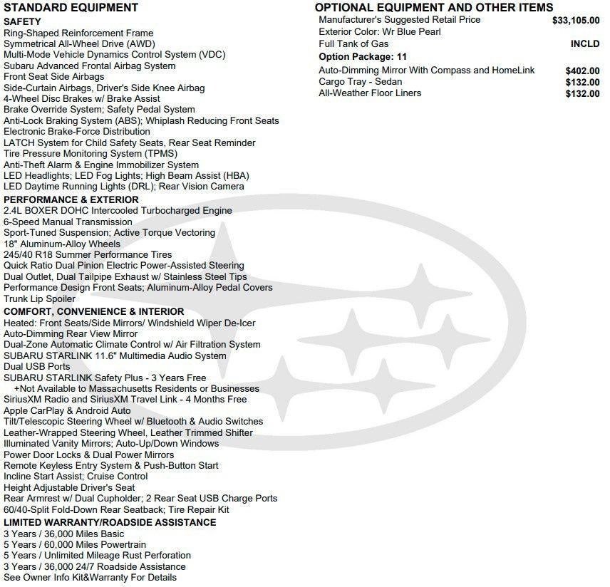 2023 Subaru WRX Premium Manual