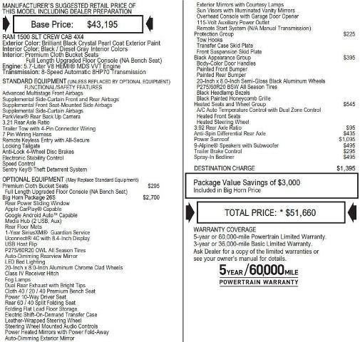 2018 RAM 1500 Big Horn Crew Cab 4x4 6'4' Box