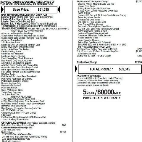 2025 RAM 1500 Big Horn Crew Cab 4x4 5'7' Box