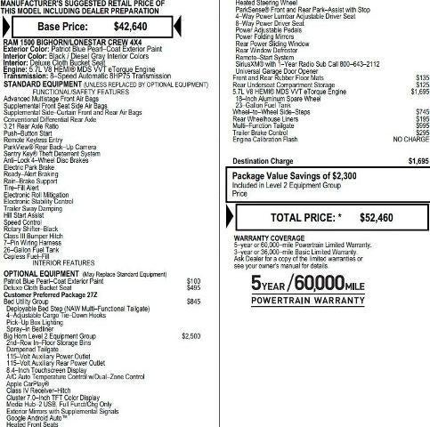 2020 RAM 1500 Big Horn 4x4 Crew Cab 5'7" Box