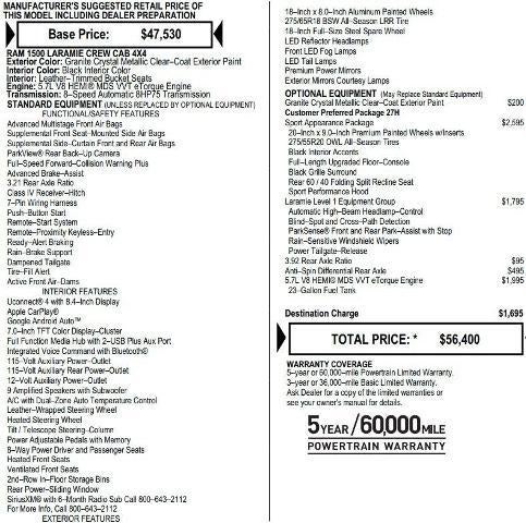 2021 RAM 1500 Laramie Crew Cab 4x4 5'7' Box