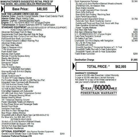 2021 RAM 1500 Laramie Crew Cab 4x4 5'7' Box