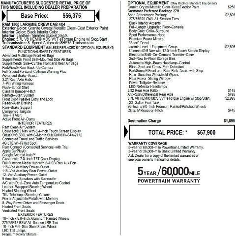 2023 RAM 1500 Laramie Crew Cab 4x4 5'7' Box