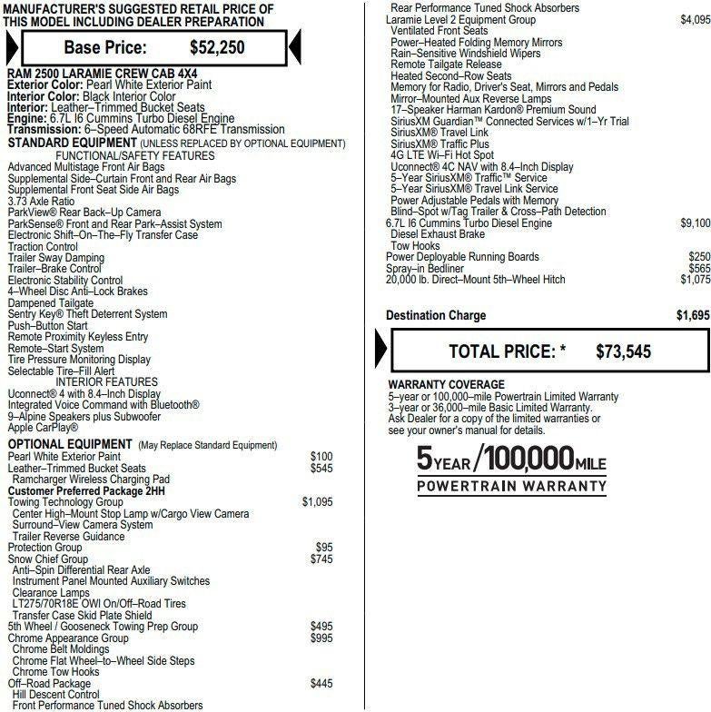 2020 RAM 2500 Laramie Crew Cab 4x4 6'4" Box