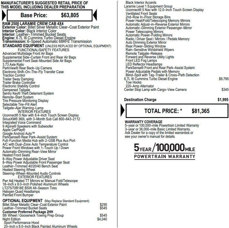 2024 RAM 2500 Laramie Crew Cab 4x4 6'4" Box