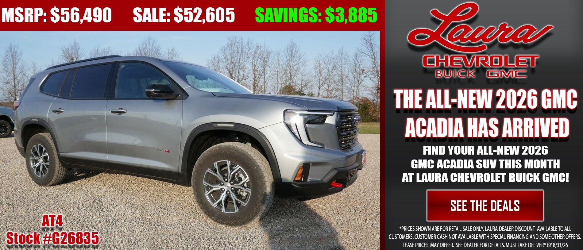 Find your GMC Acadia SUV today at Laura